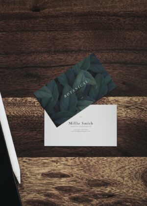 Botanical business card design mockup