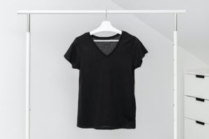 V neck t-shirt hanging on Clothing rack